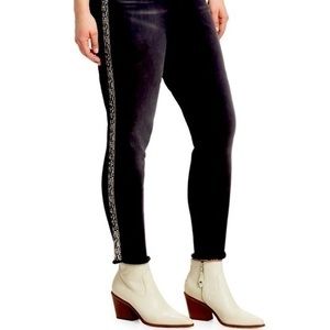 SLINK BLACK SKINNY ANKLE SNAKE TRIM LEGGING JEANS